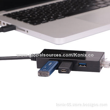 AVIIQ portable 3-port USB 3.0 hub with one 1000Mbps NICNew